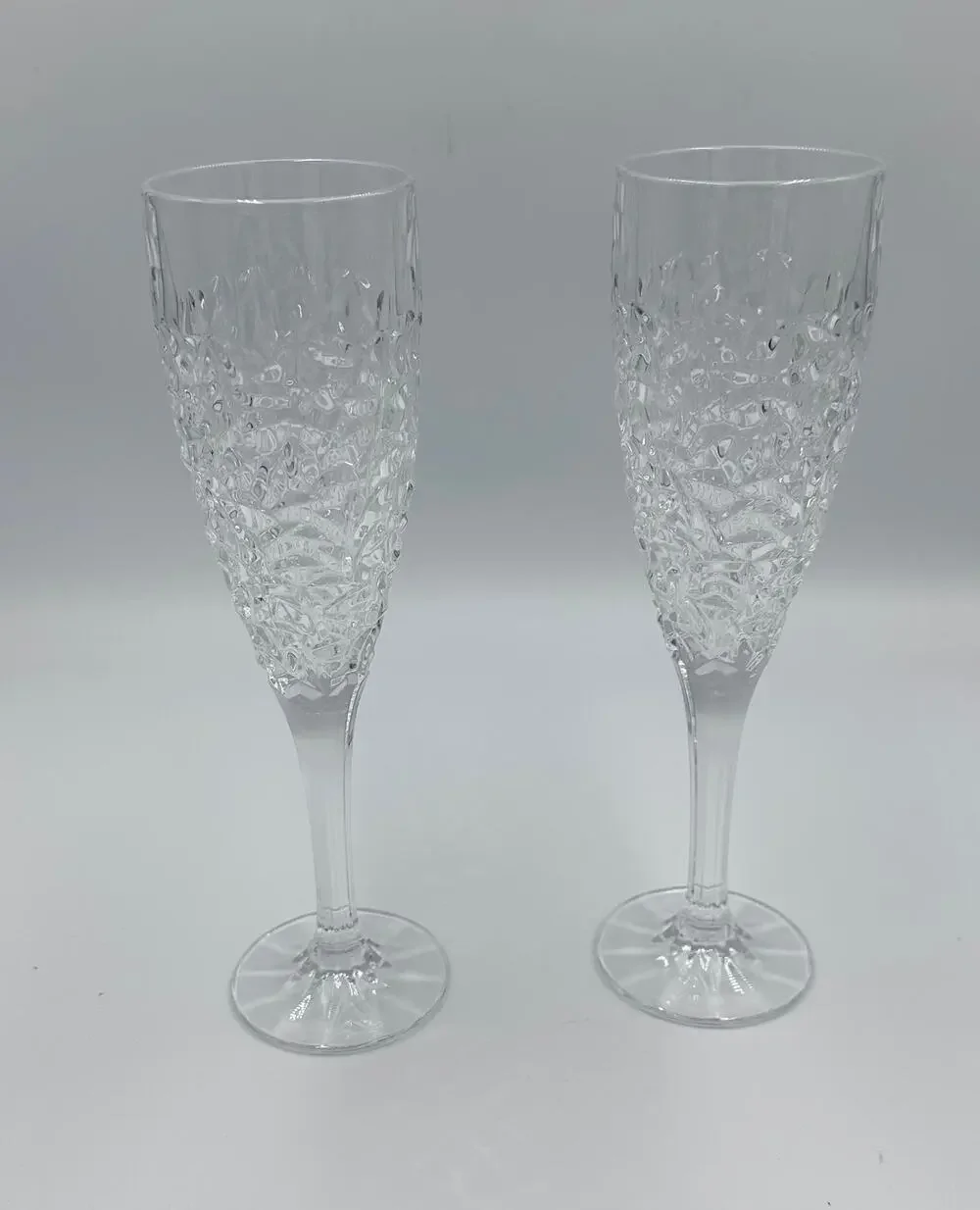 Rogaska Ice Cold Crystal Champagne Toasting Fluted Glasses